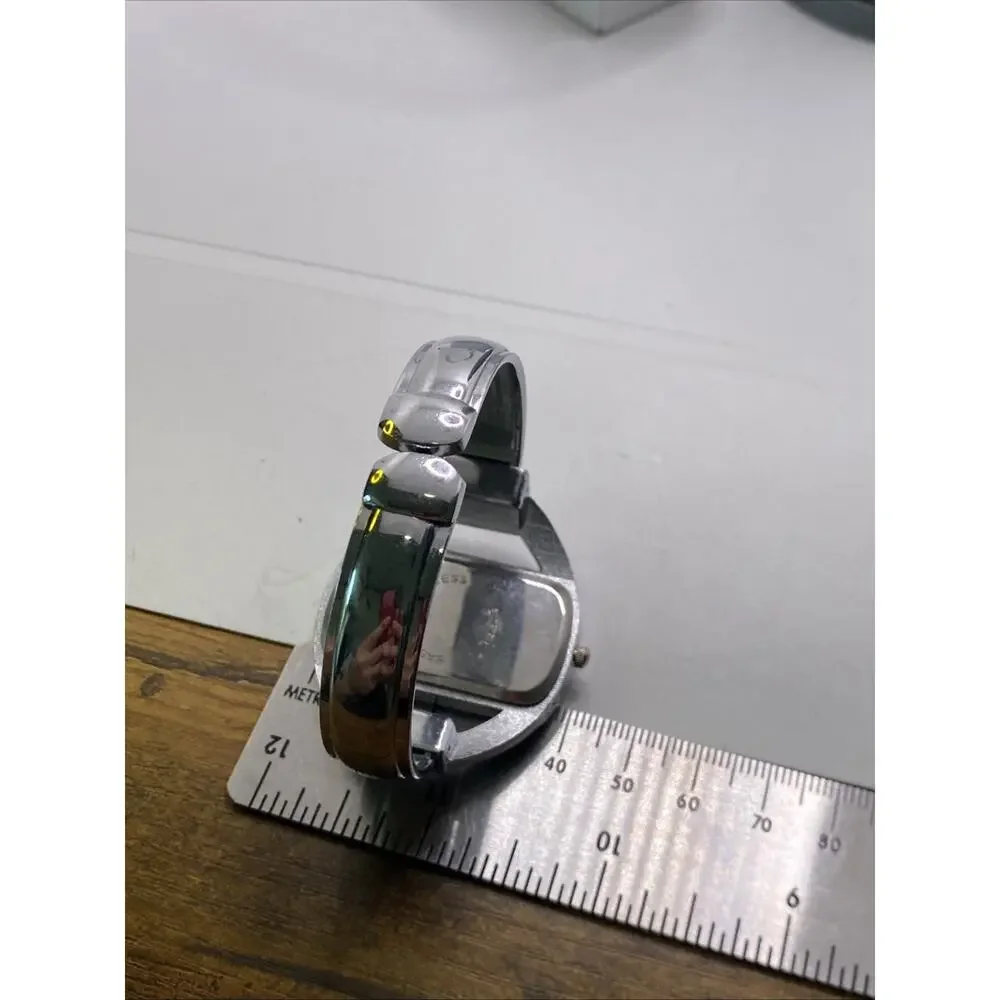 Womens Silver Rhinestonee Cuff Bangle Watch New Battery